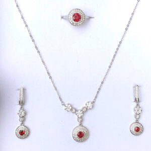 925 Silver with Rhodolite Garnet Jewelry Set