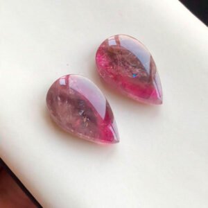 Natural Bicolor Tourmaline Cabochon Pair